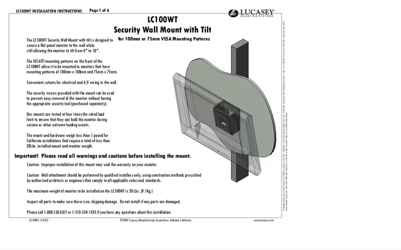 Page n°1 - Manuel utilisateur Lucasey LC100WT