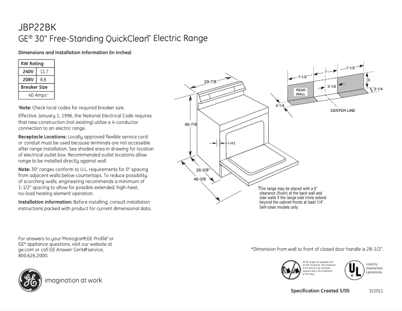 Image de la première page du manuel de l'appareil JBP22BKCT