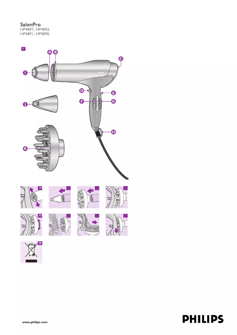 Imagen de la primera página del manual del dispositivo Salon Pro HP4892