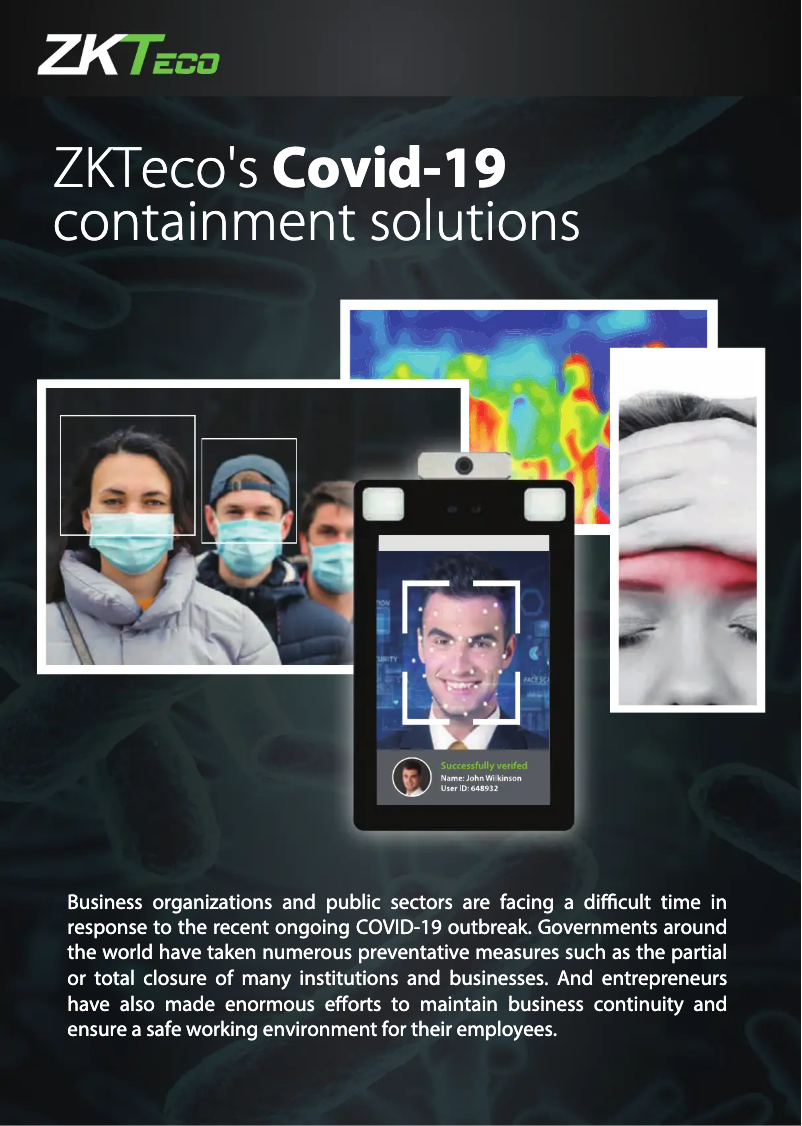 Page 1 de la notice Catalogue ZKTeco ZK-TD100