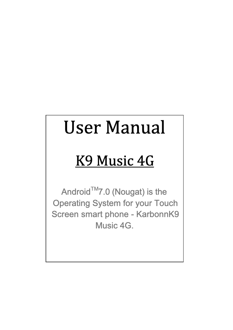 Image de la première page du manuel de l'appareil K9 Music 4G