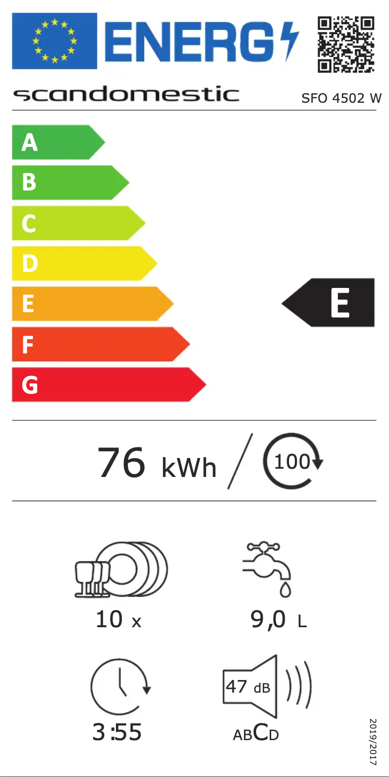 Page n°1 - Label énergétique Scandomestic SFO 4502 W