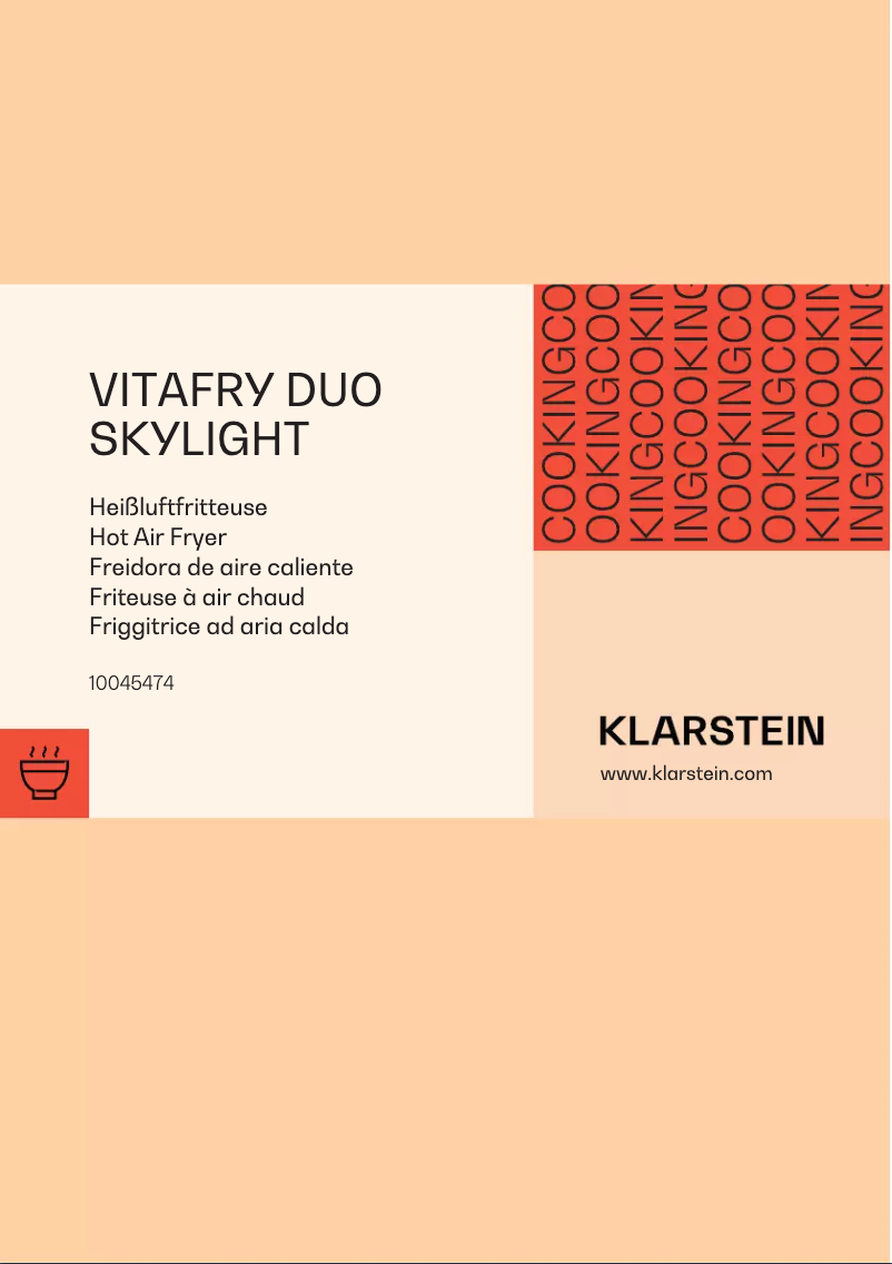 Page 1 de la notice Manuel utilisateur Klarstein VitaFry Duo Skylight