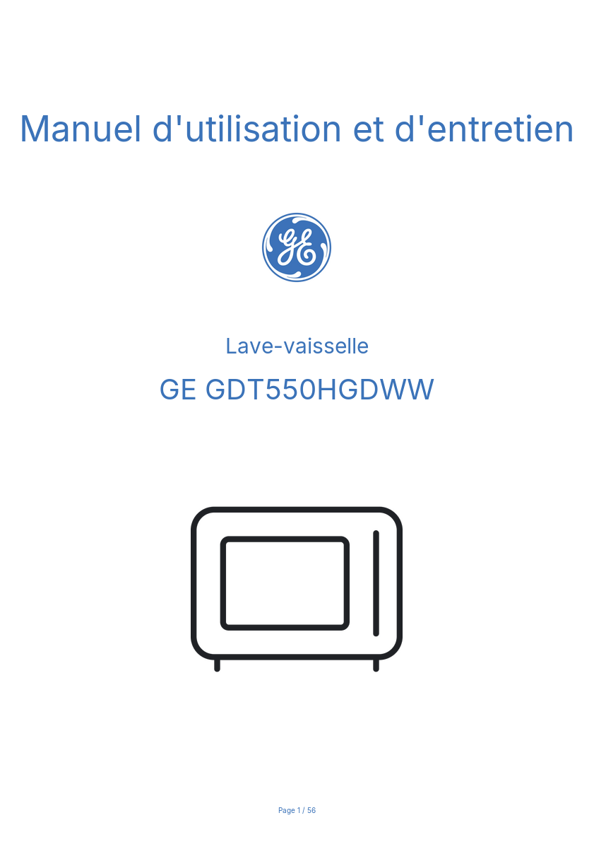 Image de la première page du manuel de l'appareil GDT550HGDWW