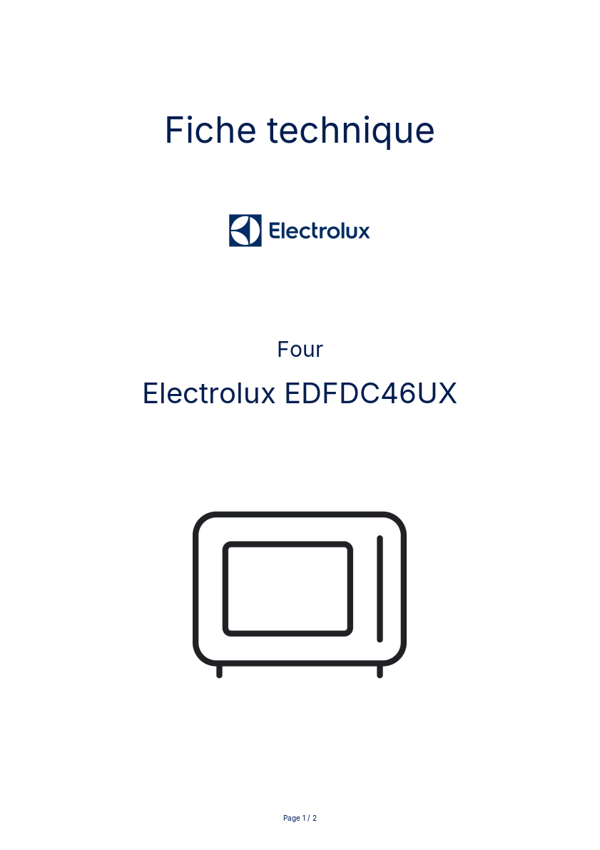 Page n°1 - Fiche technique Electrolux EDFDC46UX