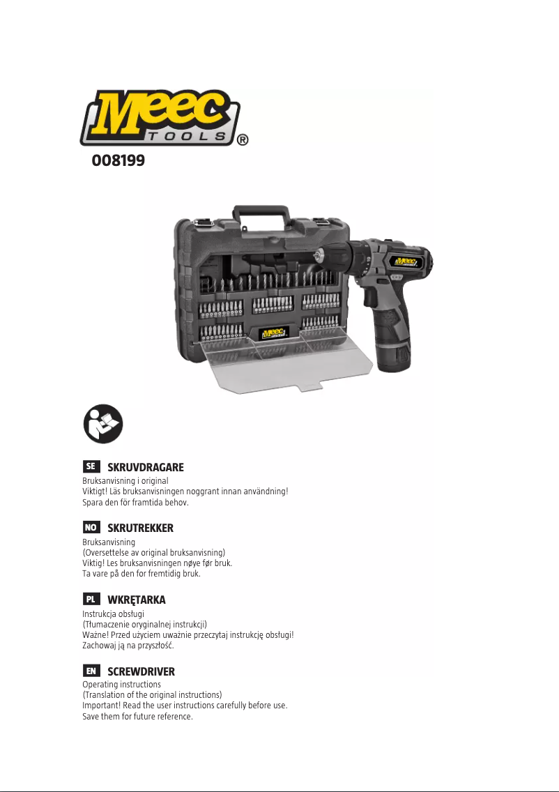 Page n°1 - Manuel utilisateur Meec Tools 008-199