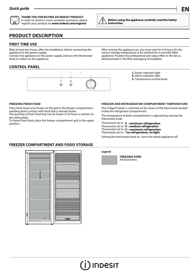 Page 1 de la notice Manuel utilisateur Indesit UI4 1 W.1