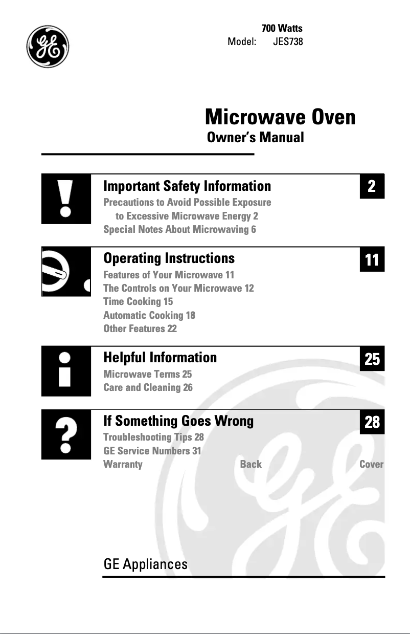 Image de la première page du manuel de l'appareil JES738WH