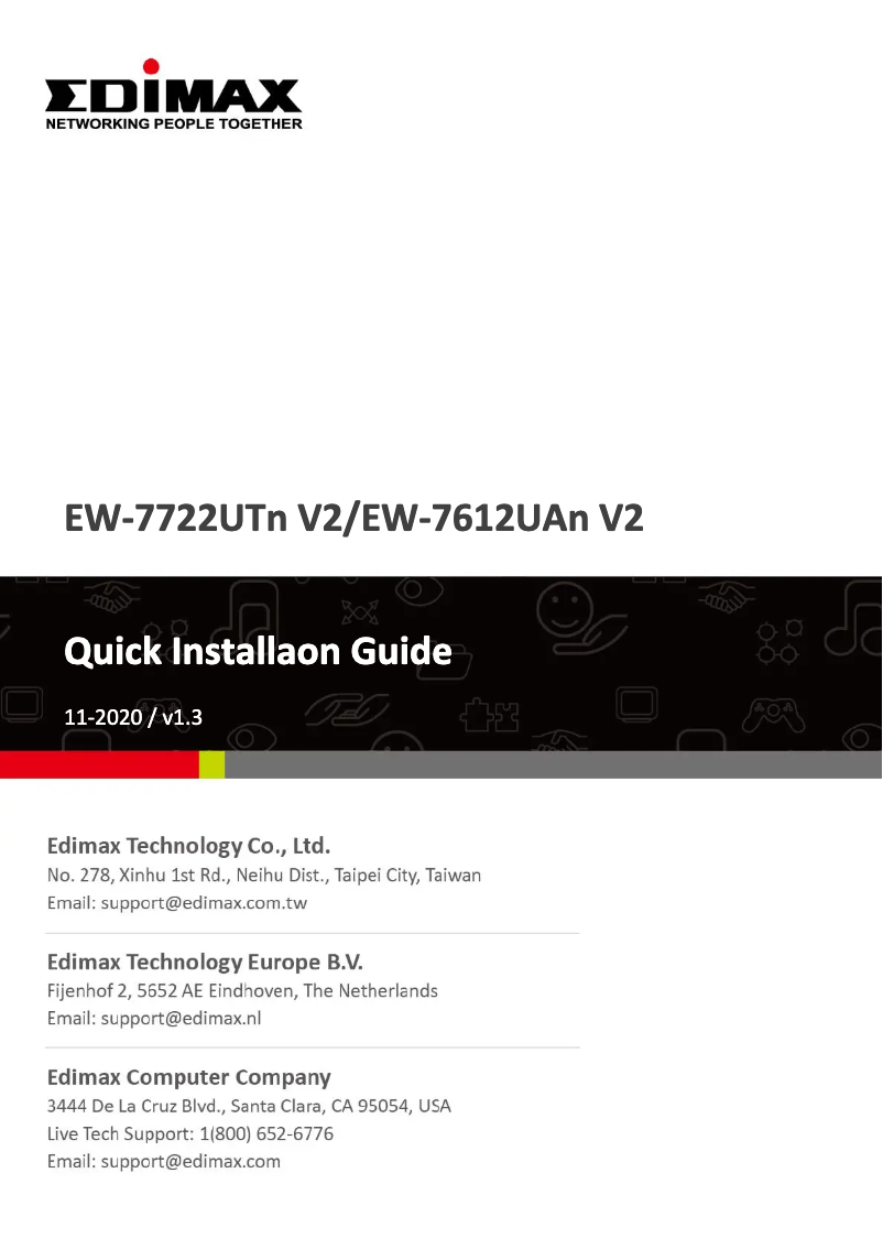 Imagen de la primera página del manual del dispositivo EW-7722UTn V2