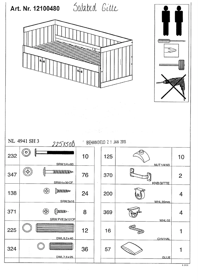 Page 1 de la notice Manuel utilisateur Leen Bakker Gitte