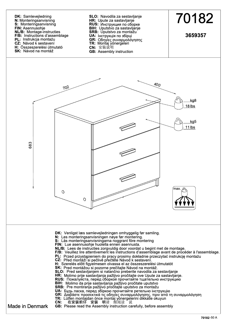 Page 1 de la notice Manuel utilisateur JYSK Kokkedal (71x69x40)
