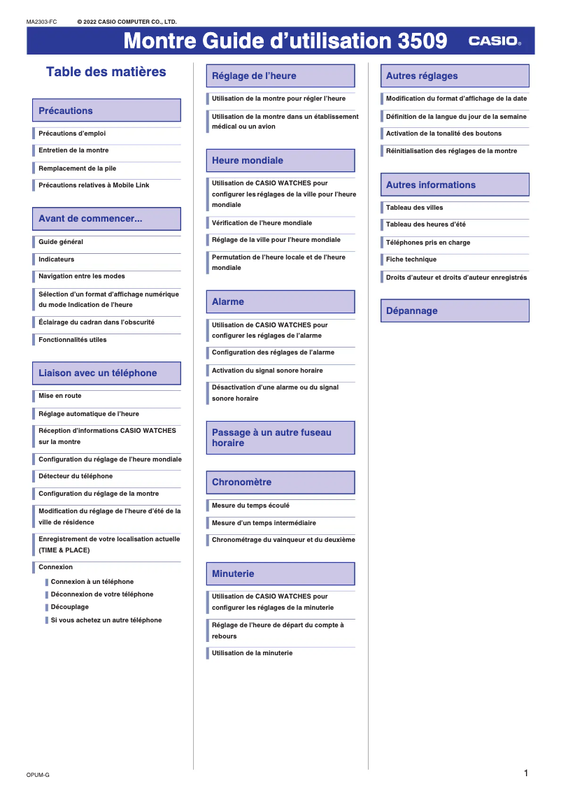 Image de la première page du manuel de l'appareil G-Shock DW-B5600