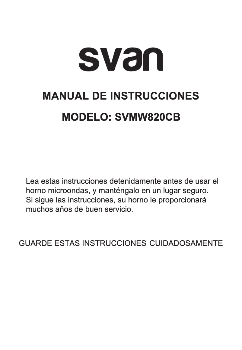 Page 1 de la notice Manuel utilisateur SVAN SVMW820CB