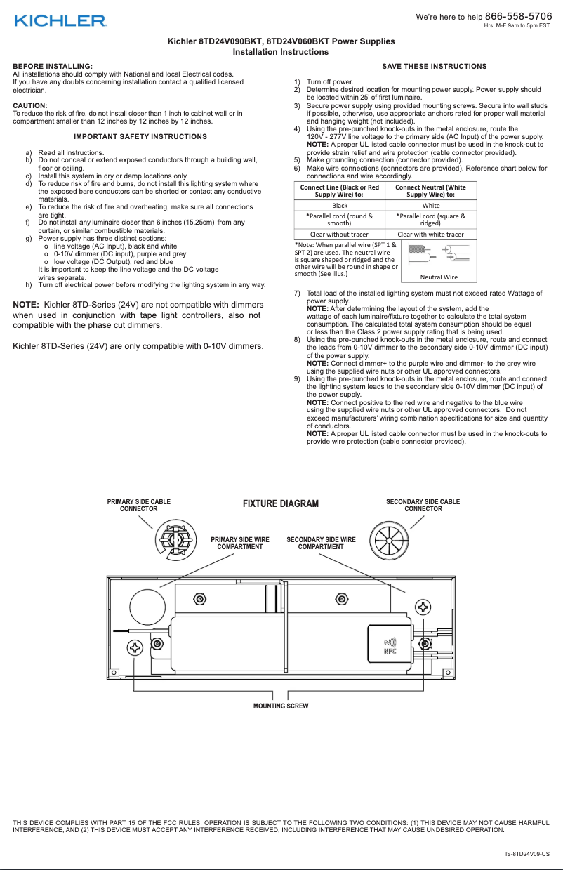 Page 1 de la notice Manuel utilisateur Kichler 8TD24V060BKT
