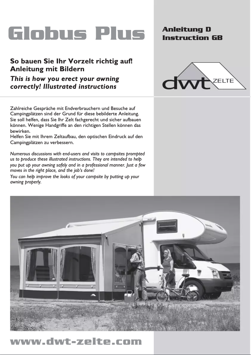 Page 1 de la notice Manuel utilisateur dwt-Zelte Globus Plus