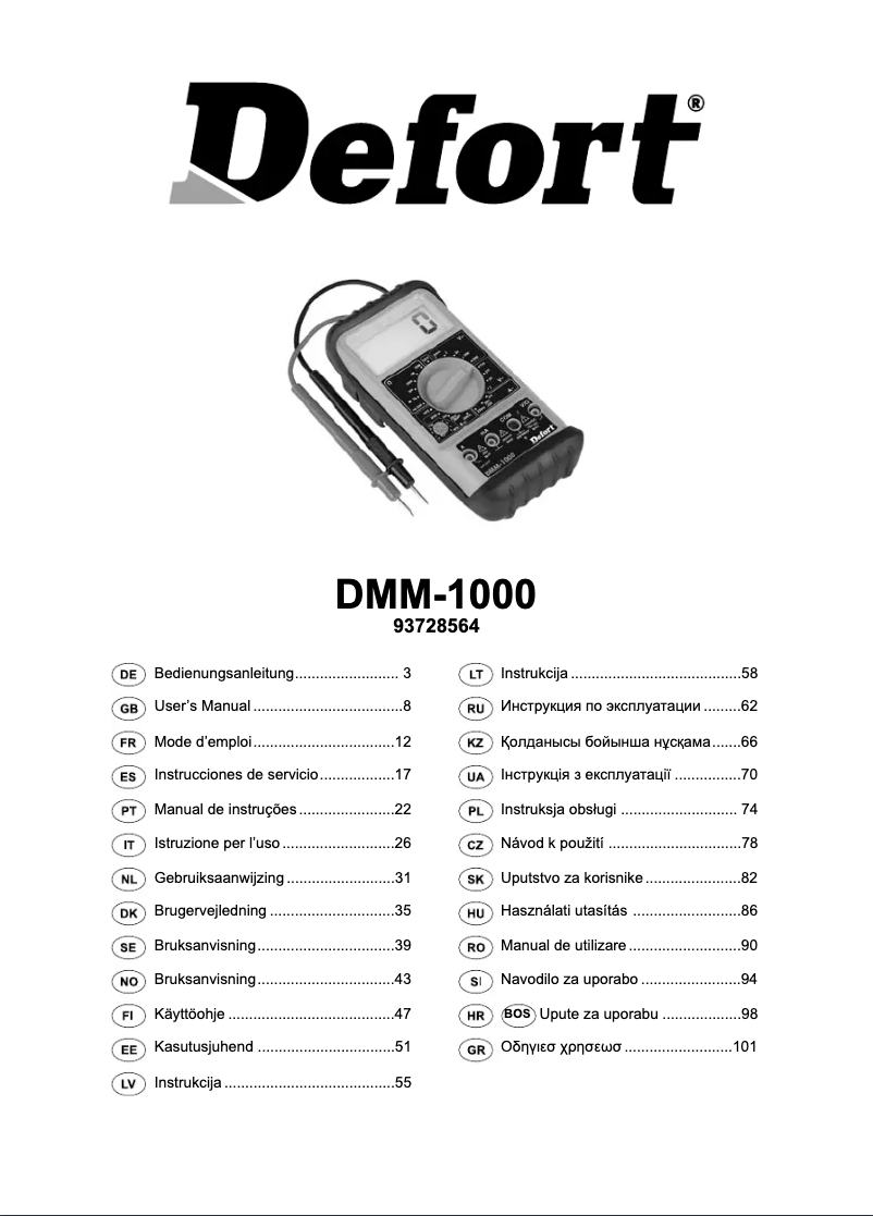 Image de la première page du manuel de l'appareil DMM-1000N