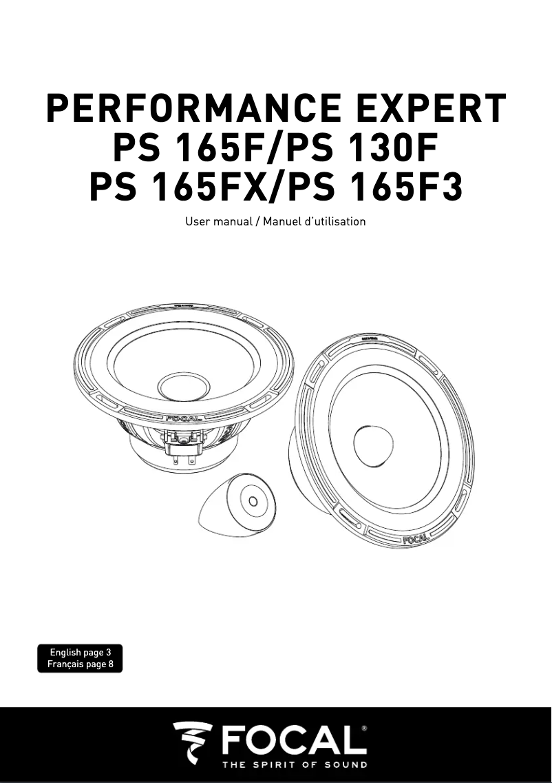Page 1 de la notice Manuel utilisateur Focal PS 165F