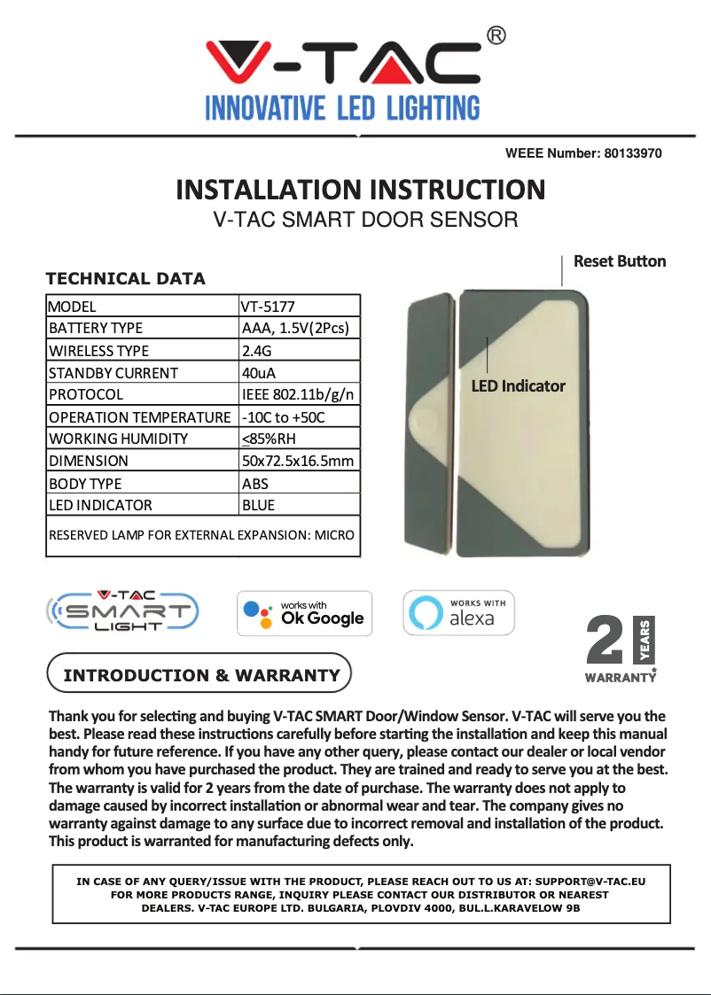 Página 1 del manual Manual de usuario V-TAC VT-5177