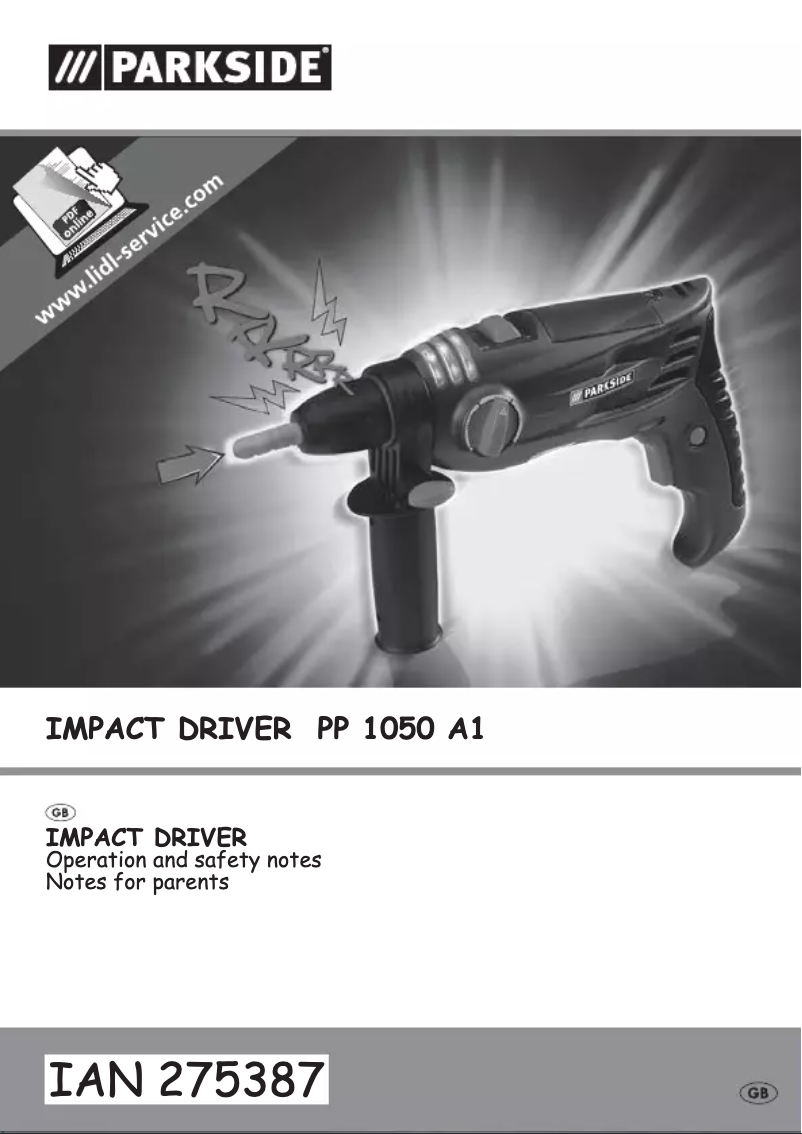 Page n°1 - Manuel utilisateur Parkside PP 1050 A1
