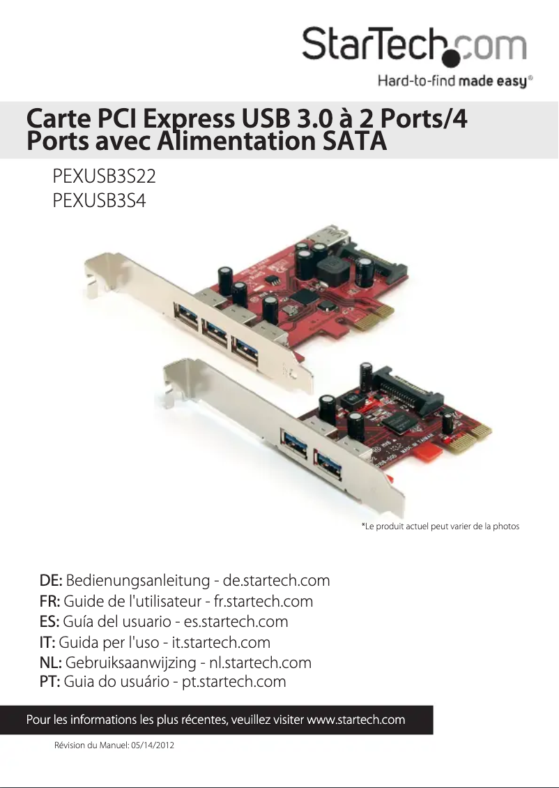 Page 1 de la notice Manuel utilisateur StarTech.com PEXUSB3S22