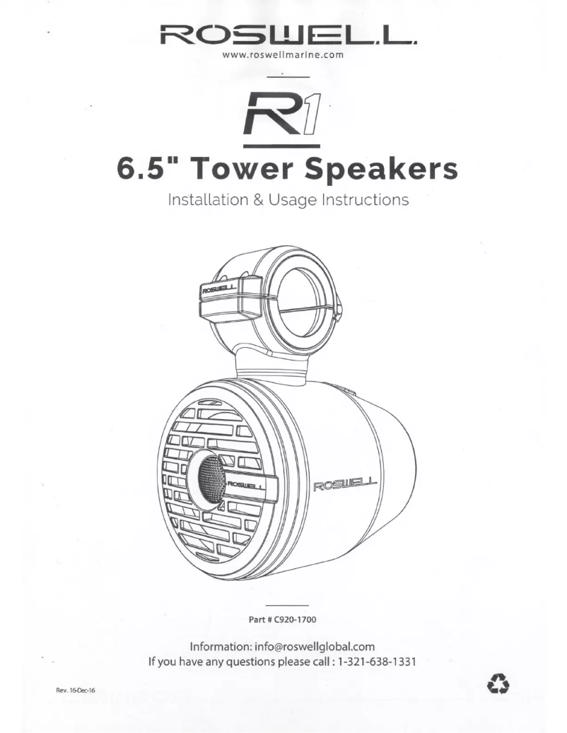 Page n°1 - Manuel utilisateur Roswell R 6.5 Tower