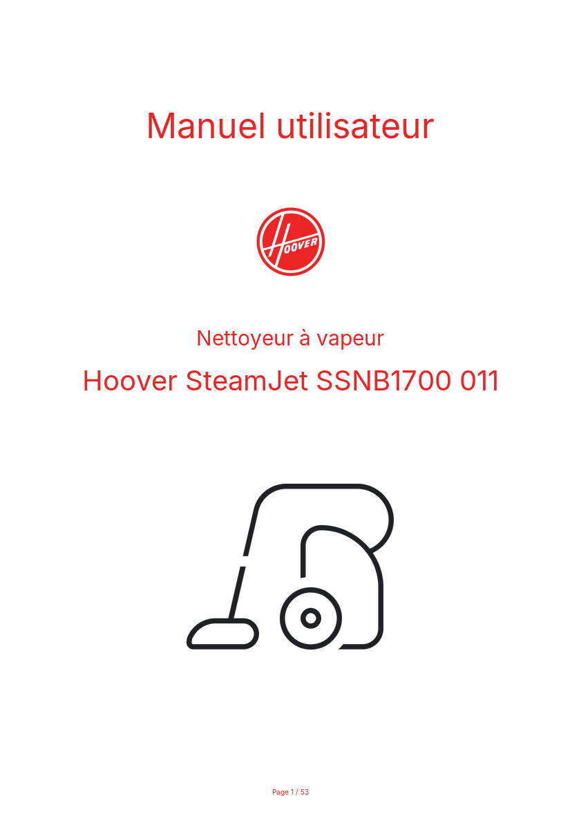 Image de la première page du manuel de l'appareil SteamJet SSNB1700 011