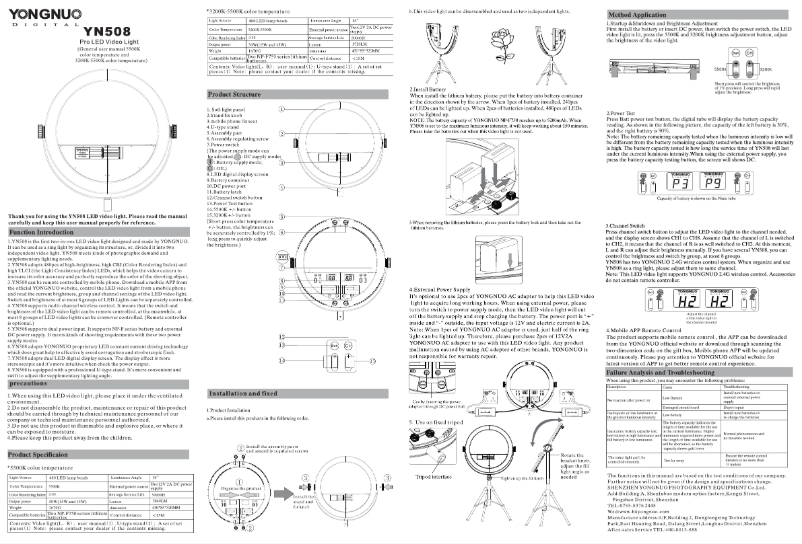 Imagen de la primera página del manual del dispositivo YN508