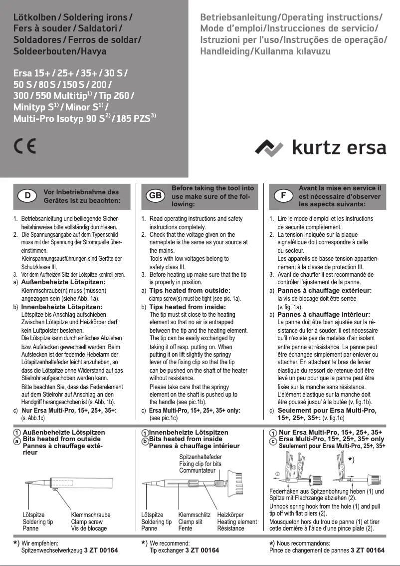 Page 1 de la notice Manuel utilisateur Ersa 200