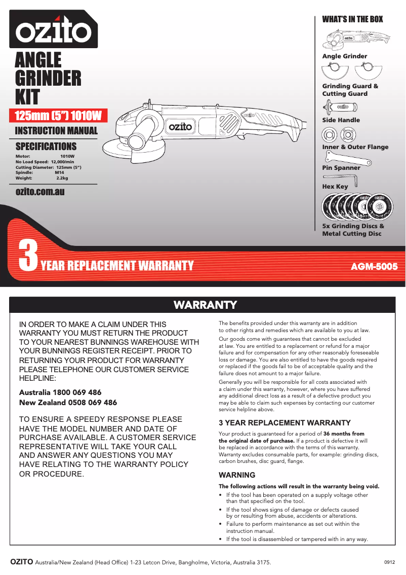 Imagen de la primera página del manual del dispositivo AGM-5005