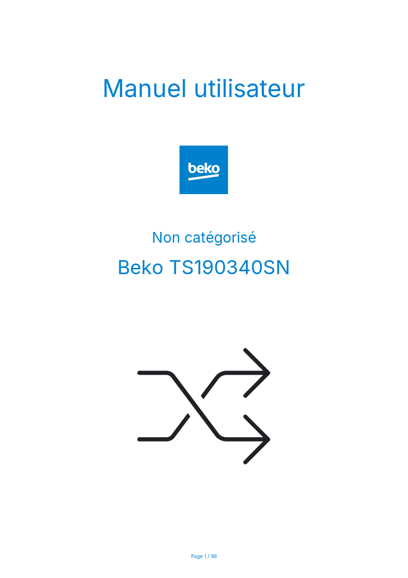 Page n°1 - Manuel utilisateur Beko TS190340SN