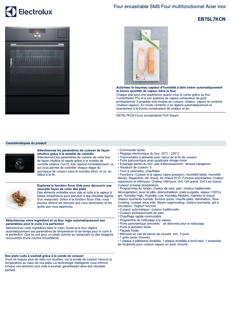 Page n°1 - Fiche technique Electrolux EB7SL7KCN