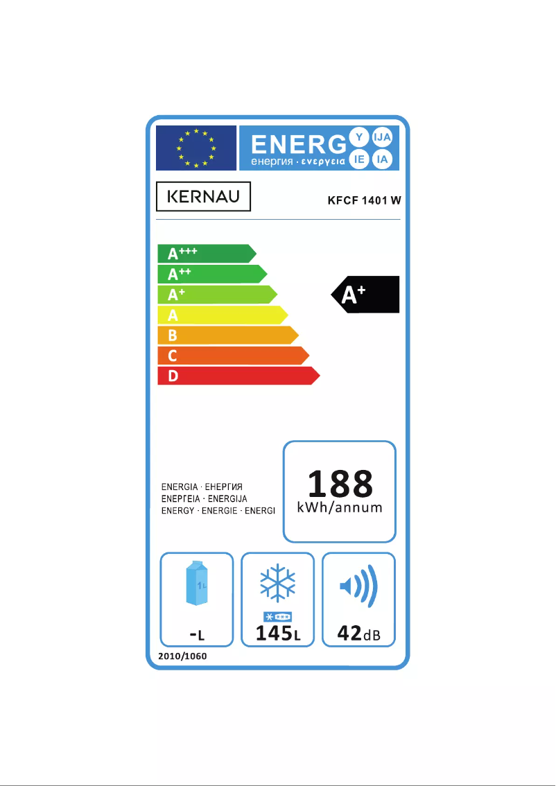 Página 1 del manual Etiqueta energética Kernau KFCF 1401 W