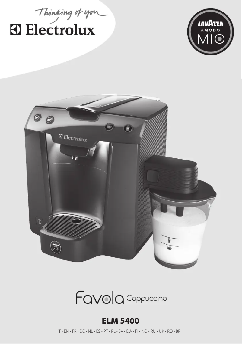 Page 1 of the manual User Manual Electrolux Lavazza A Modo Mio Favola Cappuccino ELM 5400