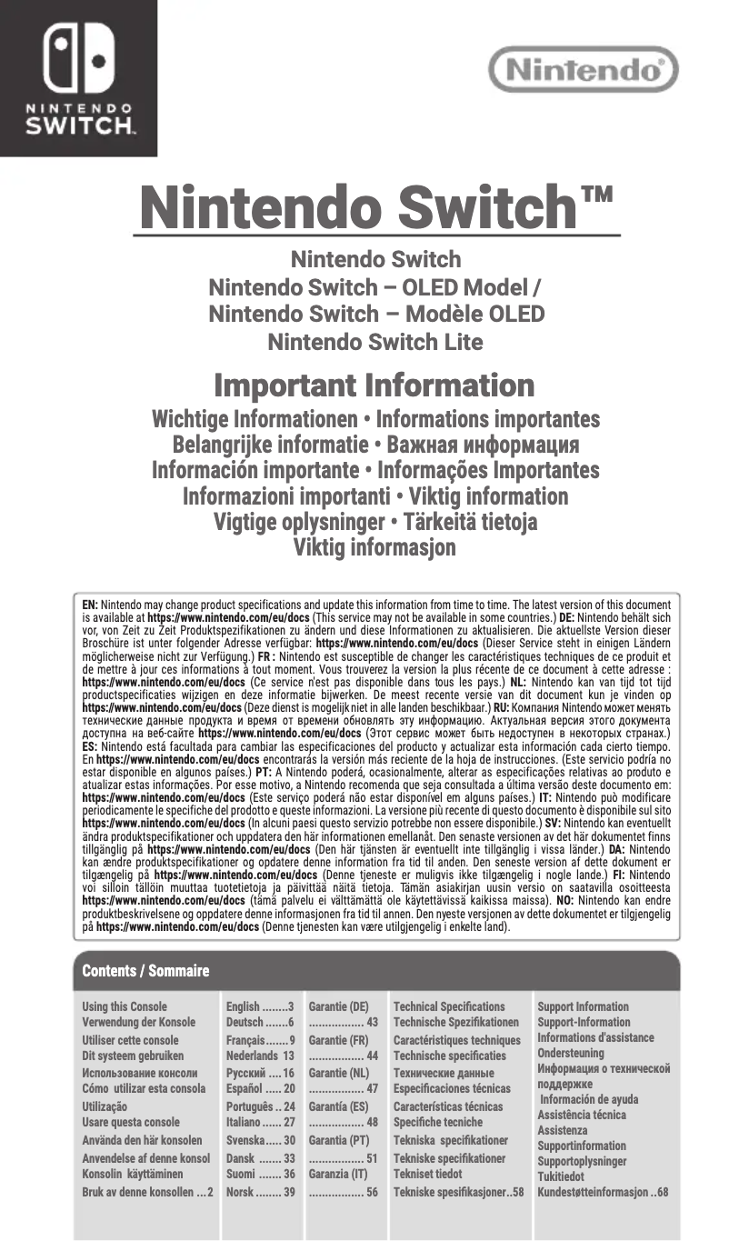 Página 1 del manual Manual de usuario Nintendo Switch