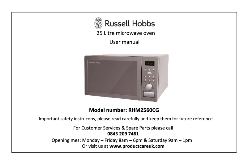 Page n°1 - Manuel utilisateur Russell Hobbs RHM2560CG