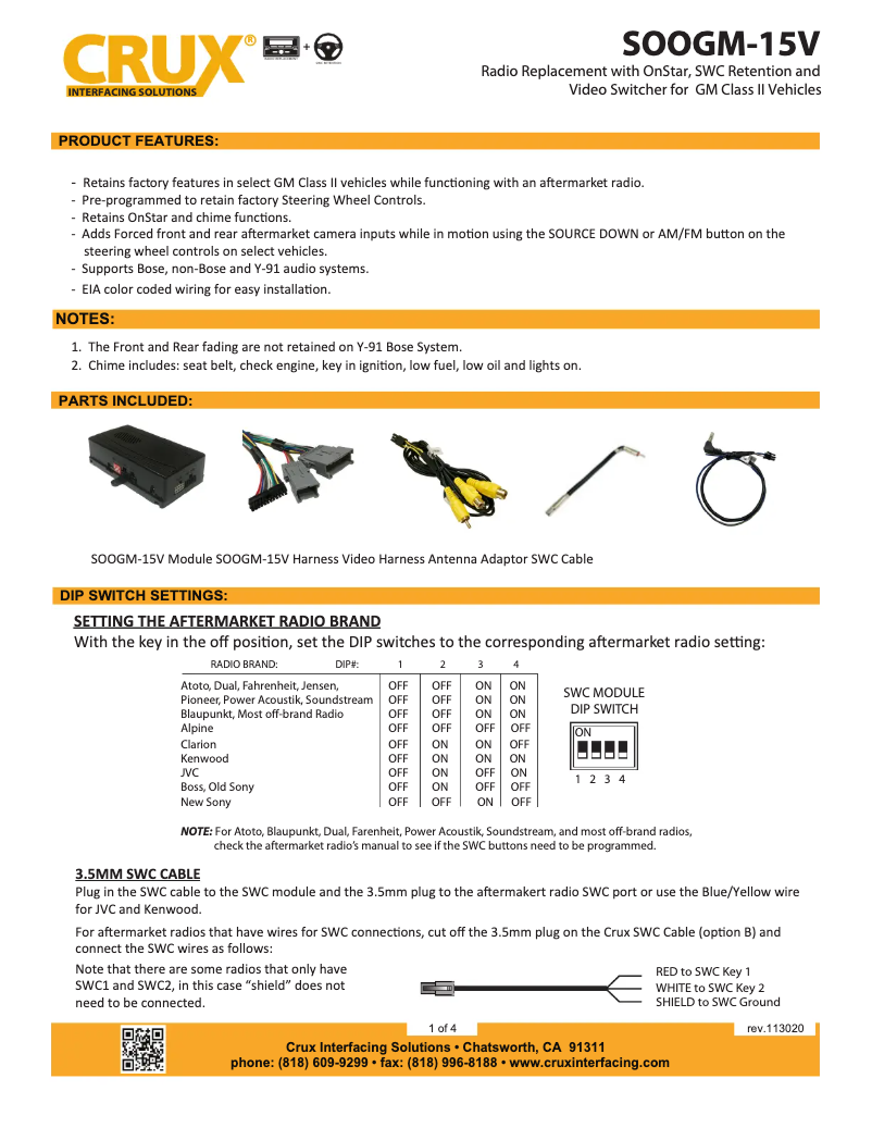 Page n°1 - Manuel utilisateur CRUX SOOGM-15V