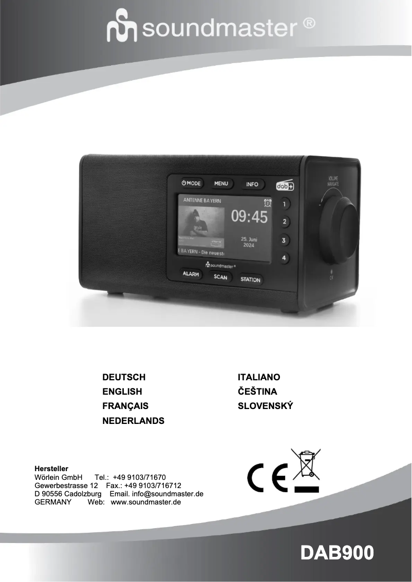 Page 1 de la notice Manuel utilisateur Soundmaster DAB900
