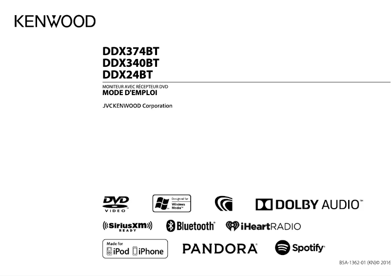 Page n°1 - Manuel utilisateur Kenwood DDX374BT