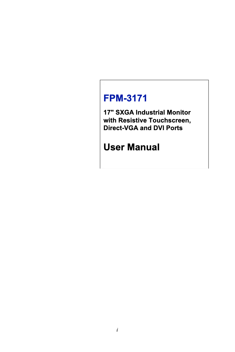 Page 1 de la notice Manuel utilisateur Advantech FPM-3171G