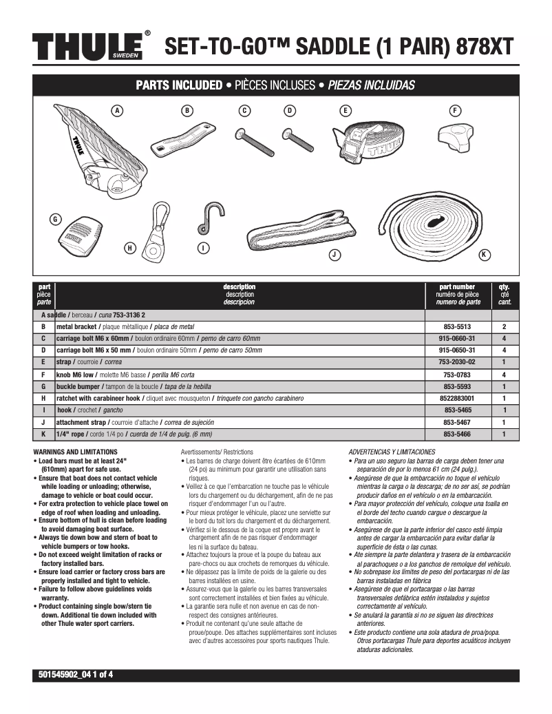 Page n°1 - Manuel utilisateur Thule Set-To-Go 878XT