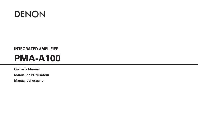 Page n°1 - Manuel utilisateur Denon PMA-A100