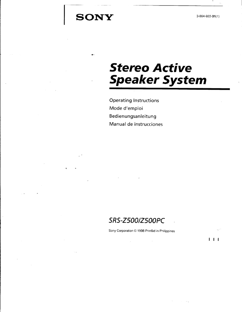 Page n°1 - Manuel utilisateur Sony SRS-Z500PC