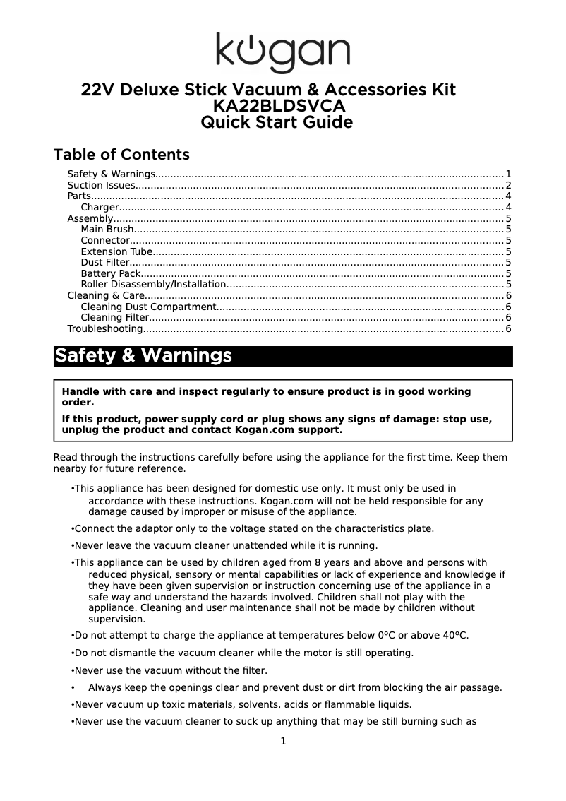 Página 1 del manual Manual de usuario Kogan T8 Pro Cordless 22V