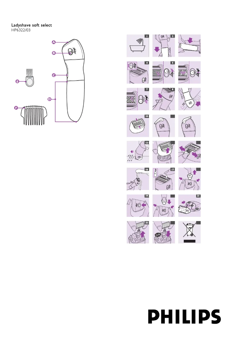 Image de la première page du manuel de l'appareil Ladyshave Double Contour HP6322