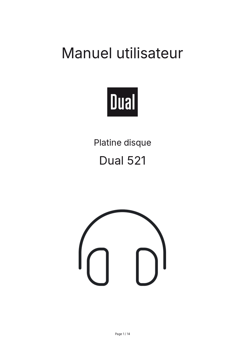Page n°1 - Manuel utilisateur Dual 521