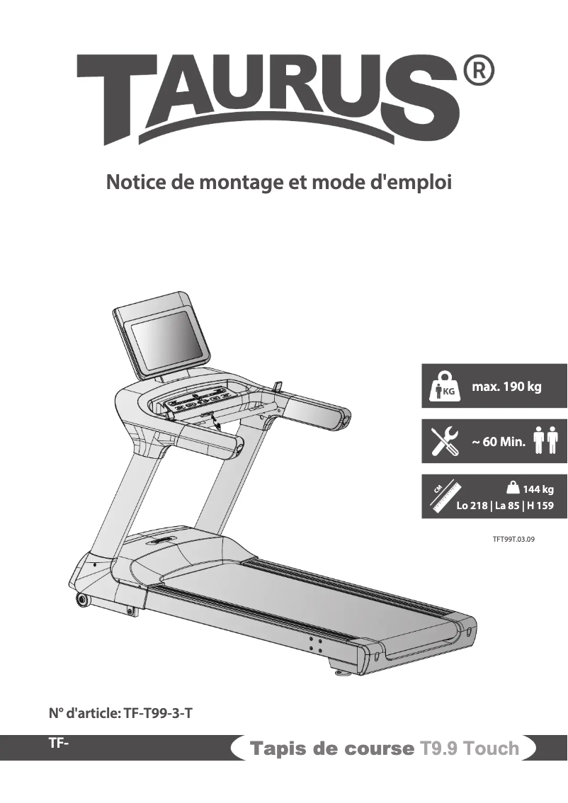 Page 1 de la notice Manuel utilisateur Taurus T9.9 Touch