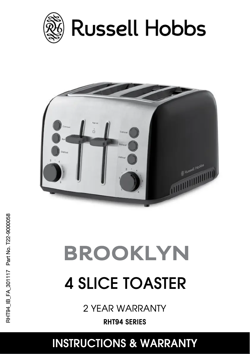 Page 1 de la notice Manuel utilisateur Russell Hobbs Brooklyn RHT94