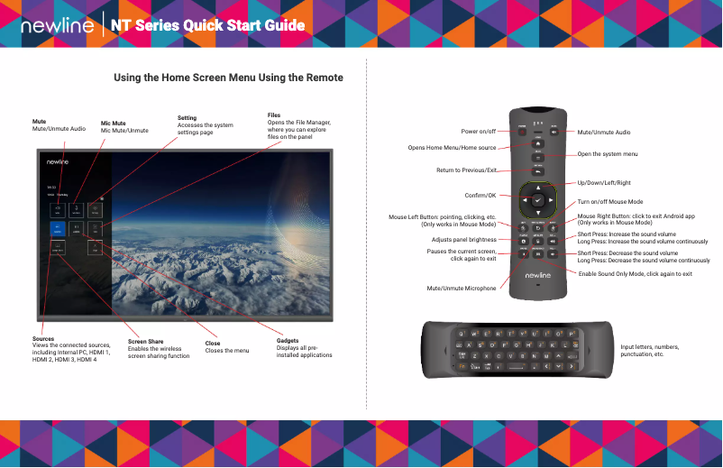 Page 1 of the manual Quick Start Guide Newline EPR7A065NT-000
