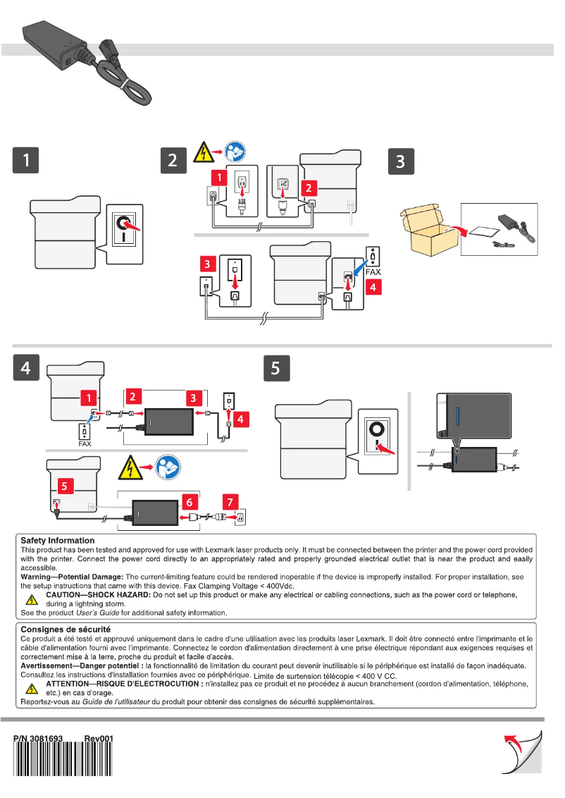 Page 1 de la notice Guide d'installation Lexmark Surge Protector