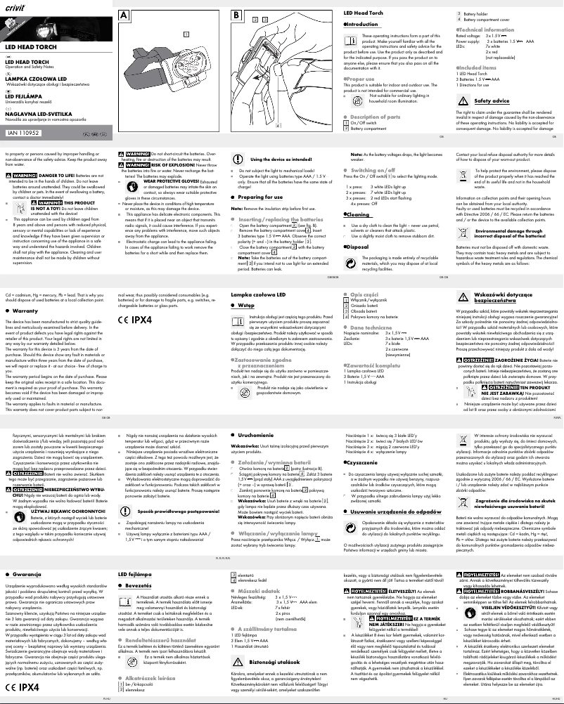 Page 1 de la notice Manuel utilisateur Crivit IAN 110952